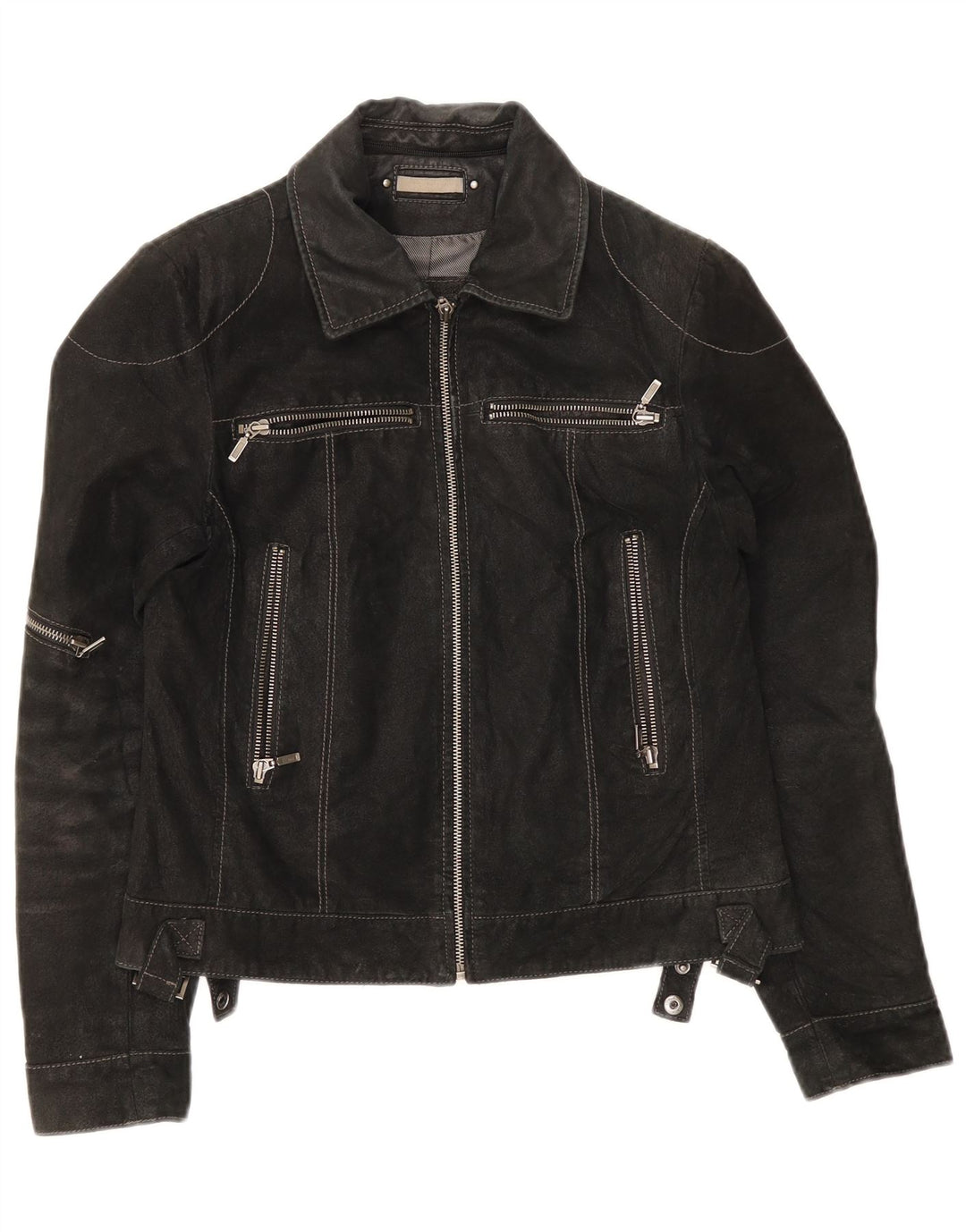 Vintage Γυναικείο Suede Jacket UK 10 Small Black Leather