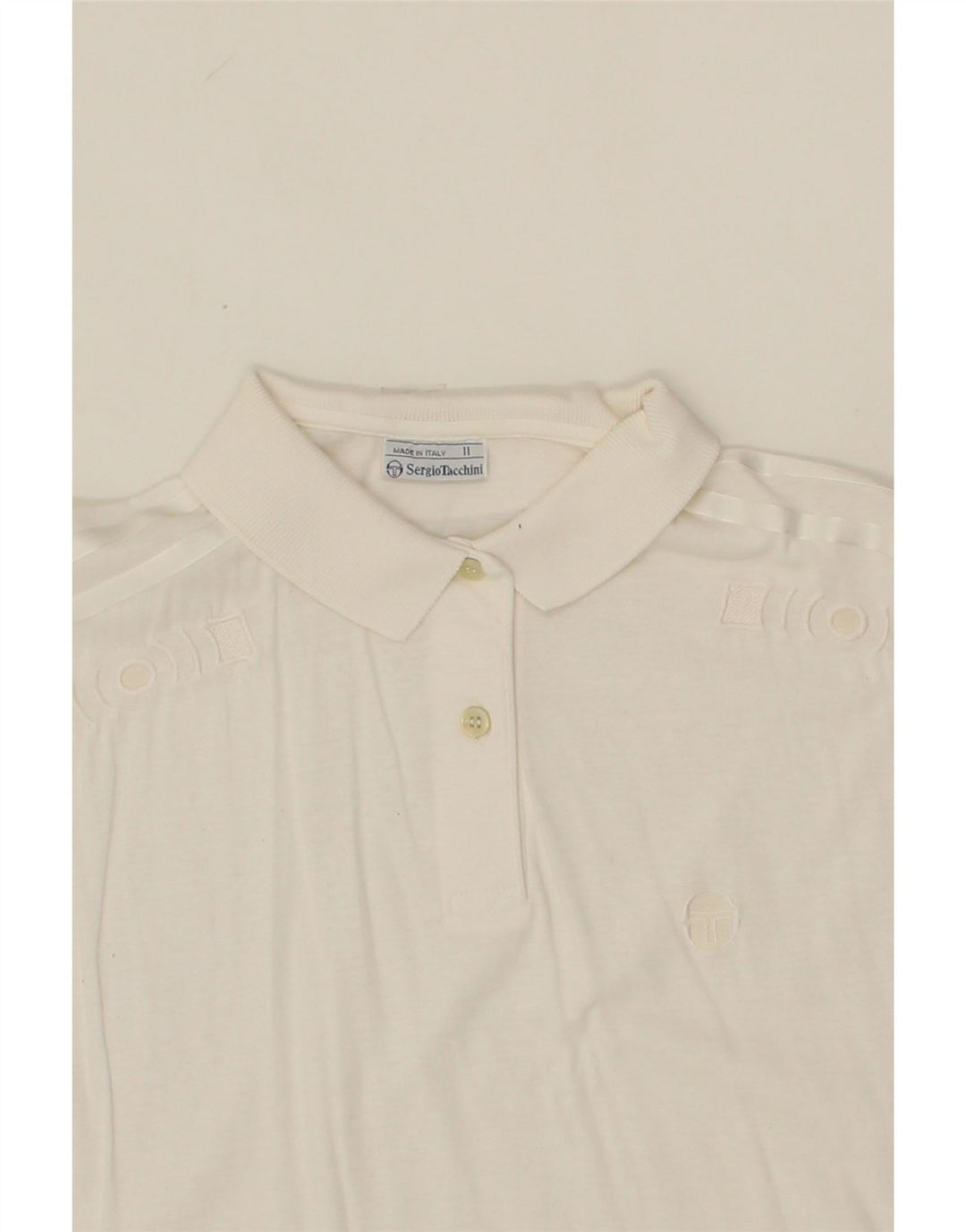 SERGIO TACCHINI Womens Polo Shirt IT 42 Medium White Cotton Vintage Sergio Tacchini and Second-Hand Sergio Tacchini from Messina Hembry 