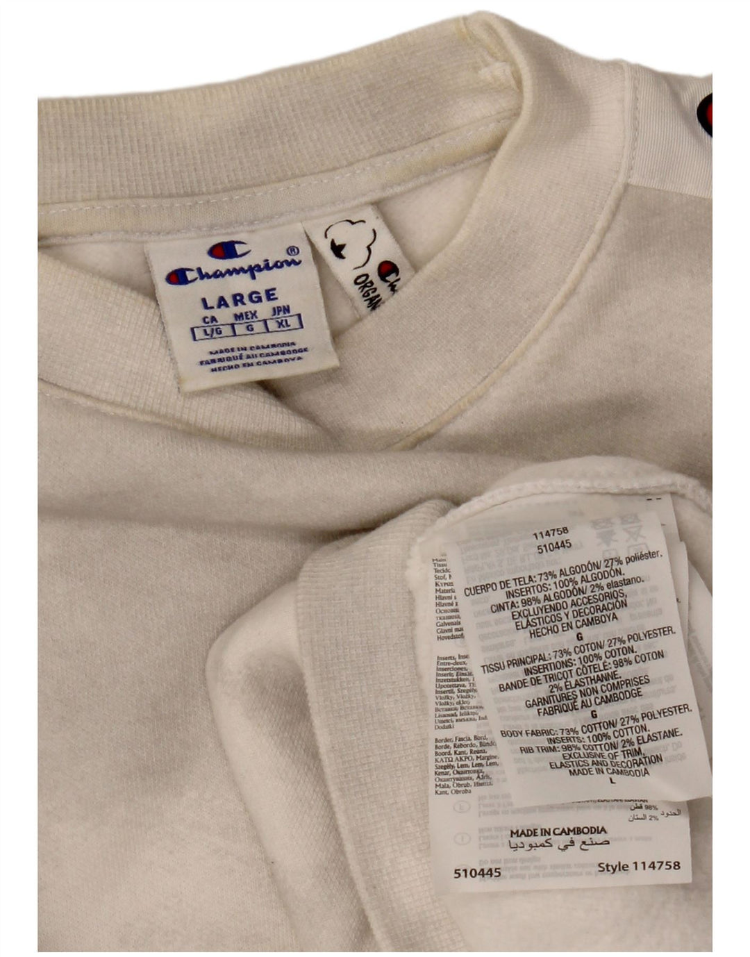 CHAMPION Γυναικεία φούτερ μεγάλου μεγέθους Crop Jumper UK 16 Large Off White