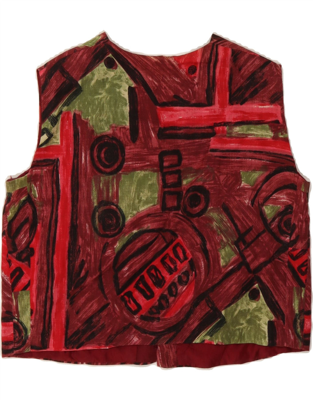 VINTAGE Womens Waistcoat UK 16 Large Red Geometric Vintage Vintage and Second-Hand Vintage from Messina Hembry 