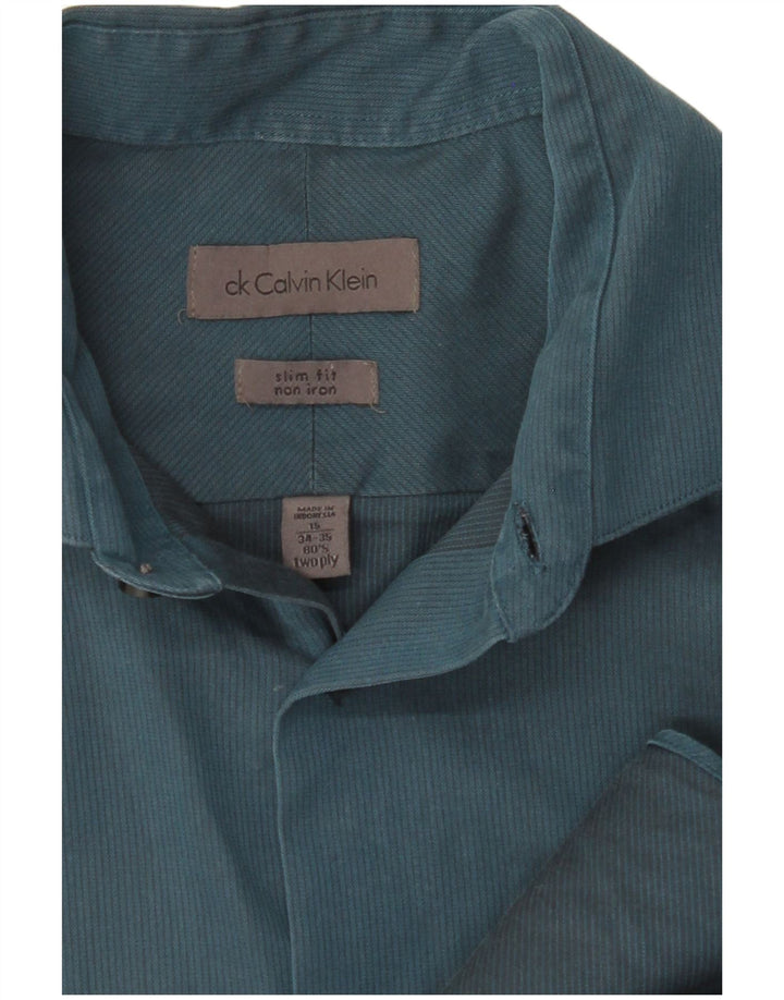 Ανδρικό πουκάμισο CALVIN KLEIN Slim Fit Μέγεθος 15 Μεσαίο Μπλε βαμβακερό