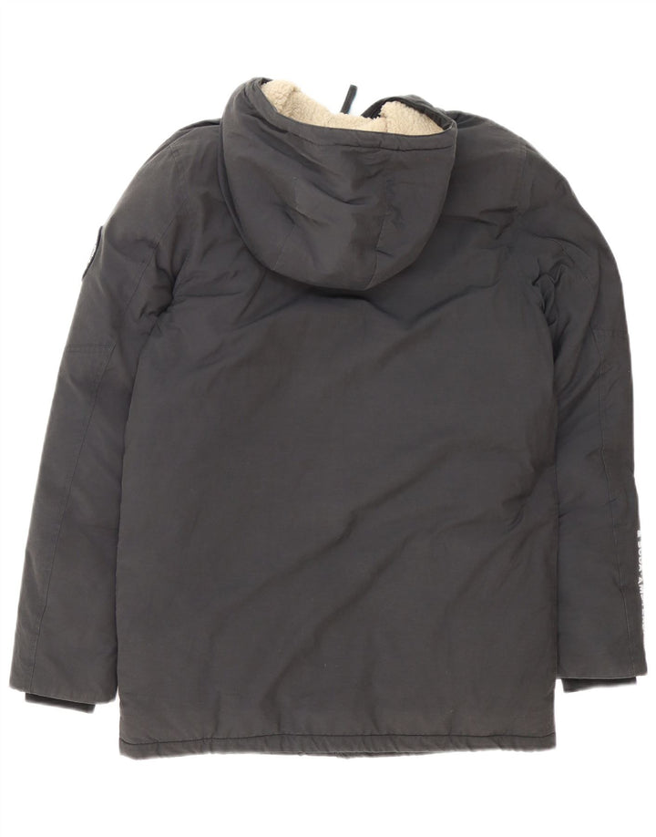 Μπουφάν Scotch & Soda Boys με κουκούλα με επένδυση 15-16 ετών γκρι πολυεστέρας