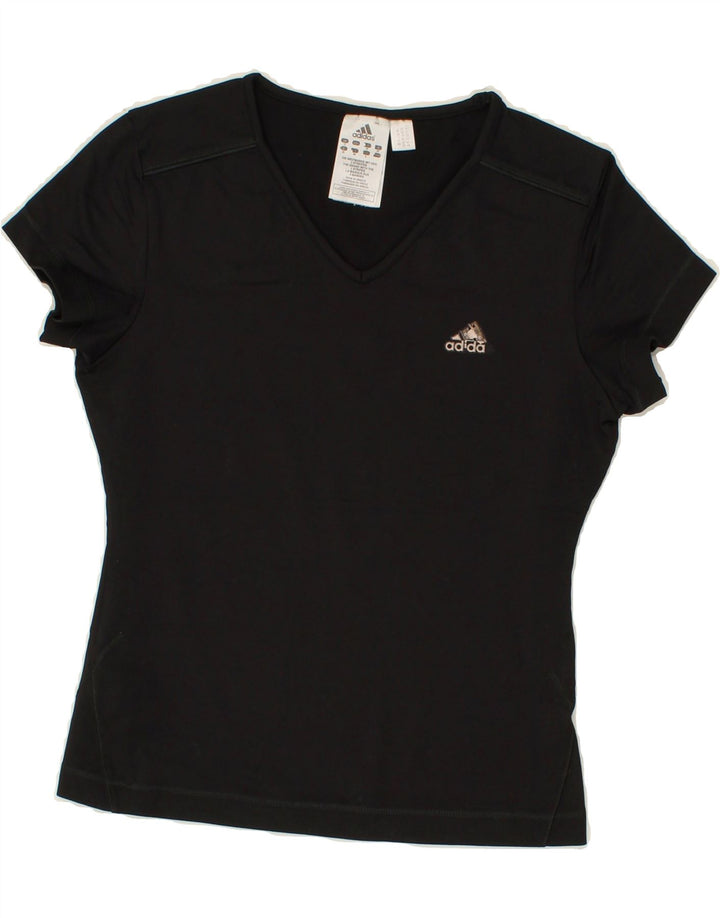 ADIDAS Womens T-Shirt Top UK 12 Medium Black Polyamide Vintage Adidas and Second-Hand Adidas from Messina Hembry 