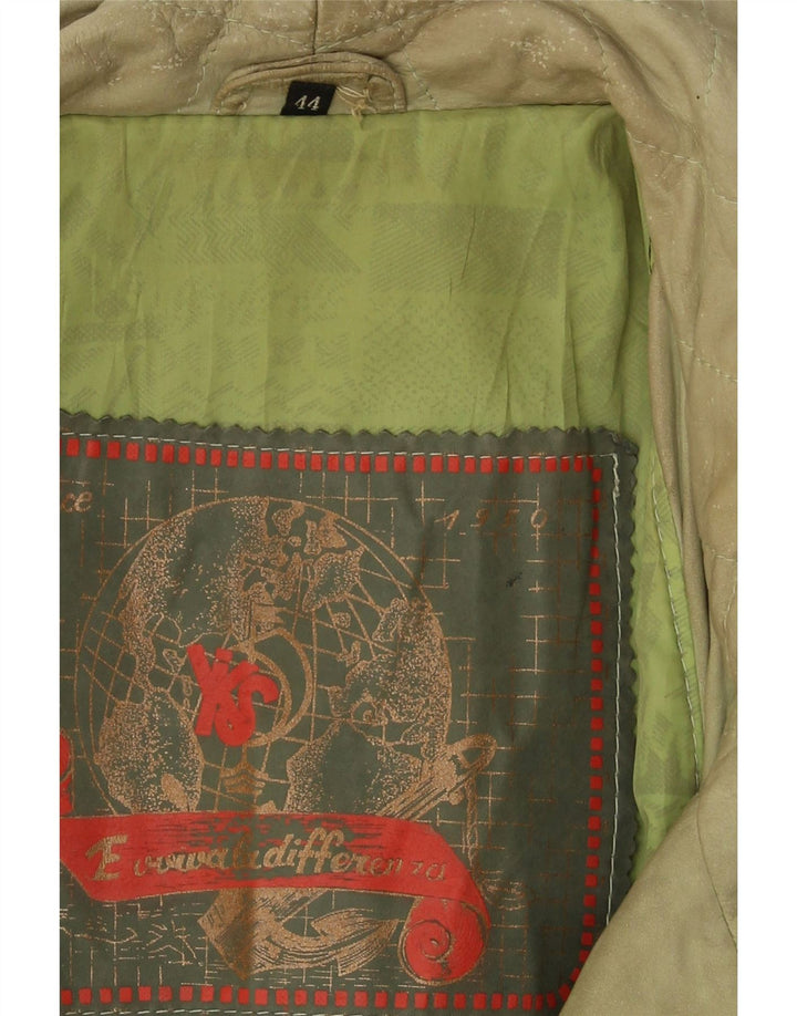 Vintage Γυναικείο Δερμάτινο Παλτό EU 44 XL Πράσινο Δέρμα