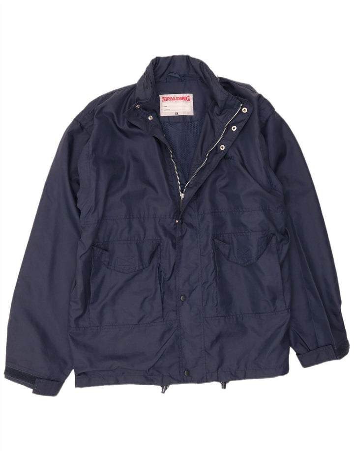 Spalding Ανδρικό μπουφάν βροχής με κουκούλα UK 42 XL Navy Blue Polyamide