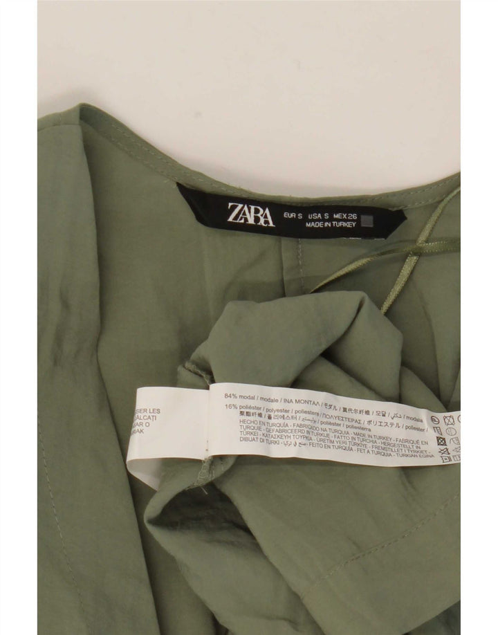 Zara Γυναικείο Wrap Dress UK 10 Small Khaki Modal