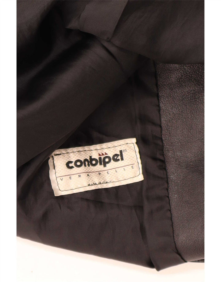 Conbipel Γυναικείο δερμάτινο σακάκι με 3 κουμπιά UK 14 Medium Black