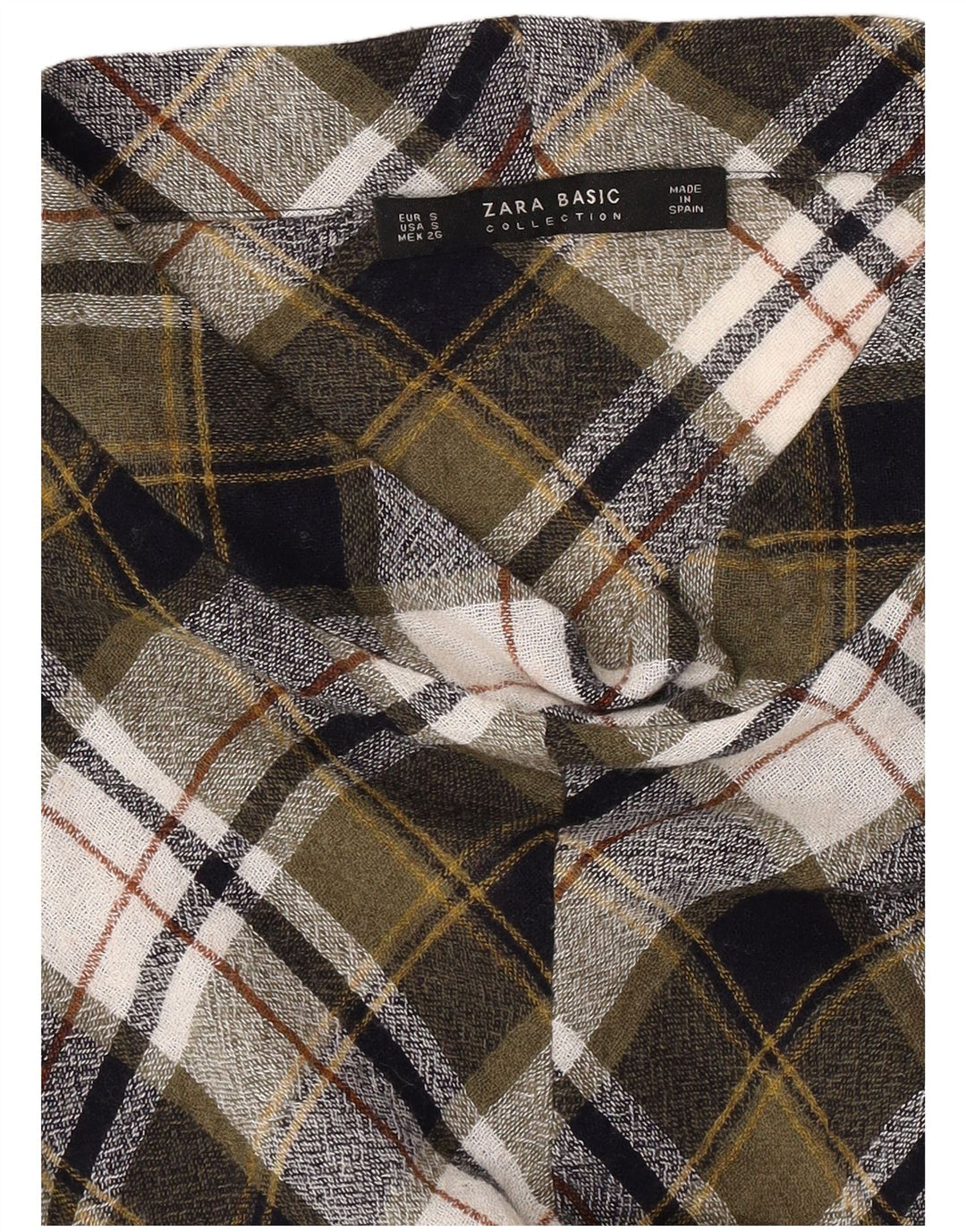 Zara Γυναικεία μακρυμάνικη μπλούζα τοπ UK 10 Small Khaki Check