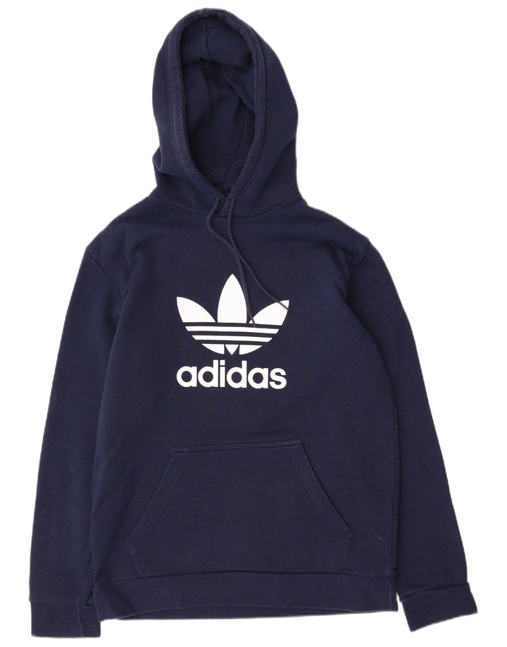 Ανδρικό γραφικό κουκούλα Adidas, μεσαίο μπλε βαμβακερό
