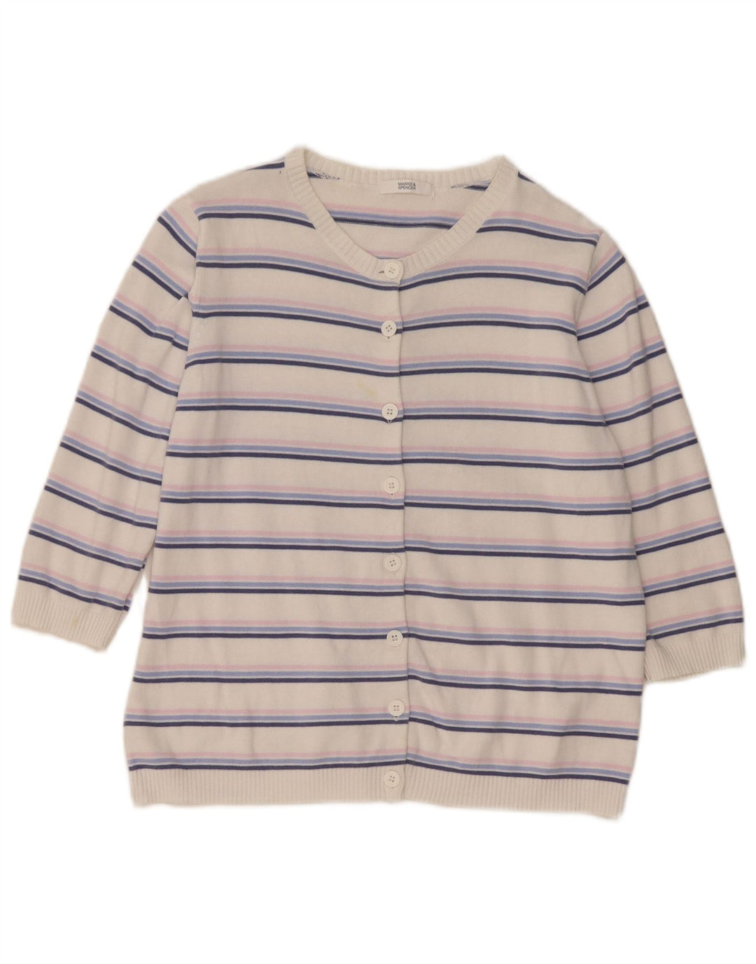 Marks & Spencer Γυναικεία ζακέτα UK 16 Large White ριγέ