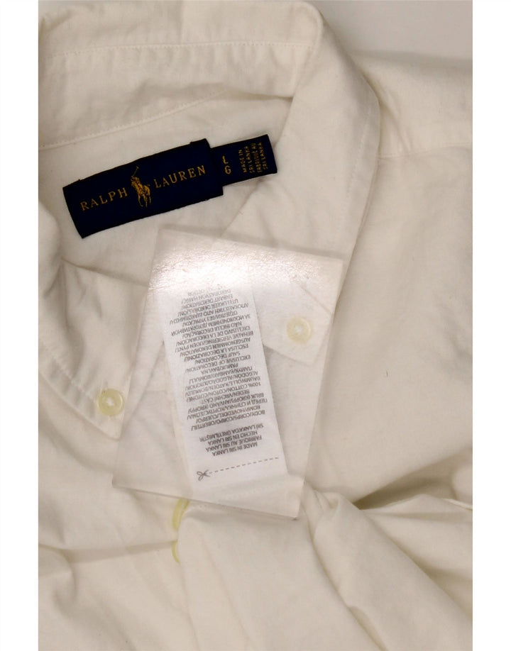 RALPH LAUREN Γυναικείο κοντομάνικο πουκάμισο UK 16 μεγάλο λευκό βαμβακερό