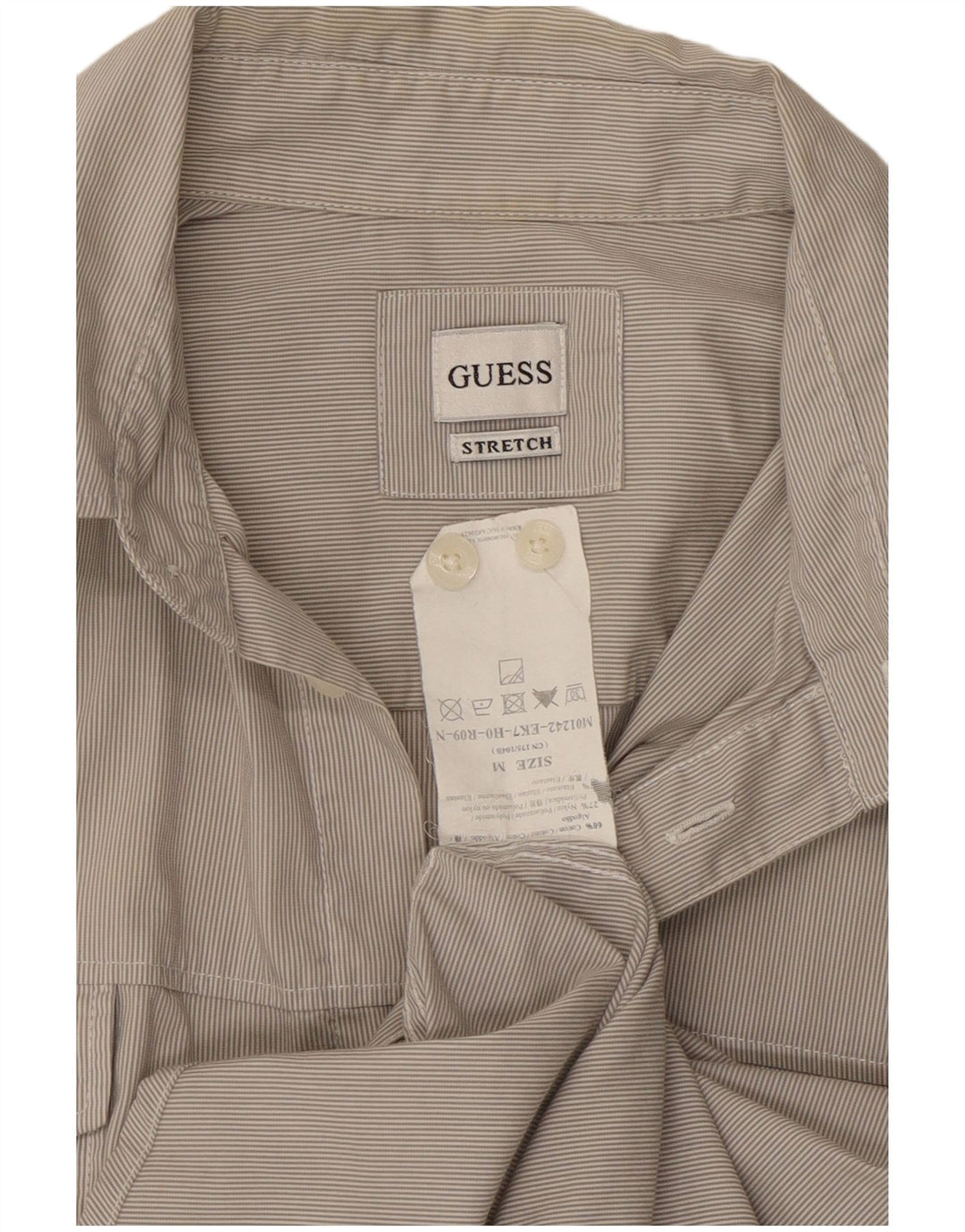 Ανδρικό πουκάμισο Guess Βαμβακερό με μεσαίο γκρι ρίγες