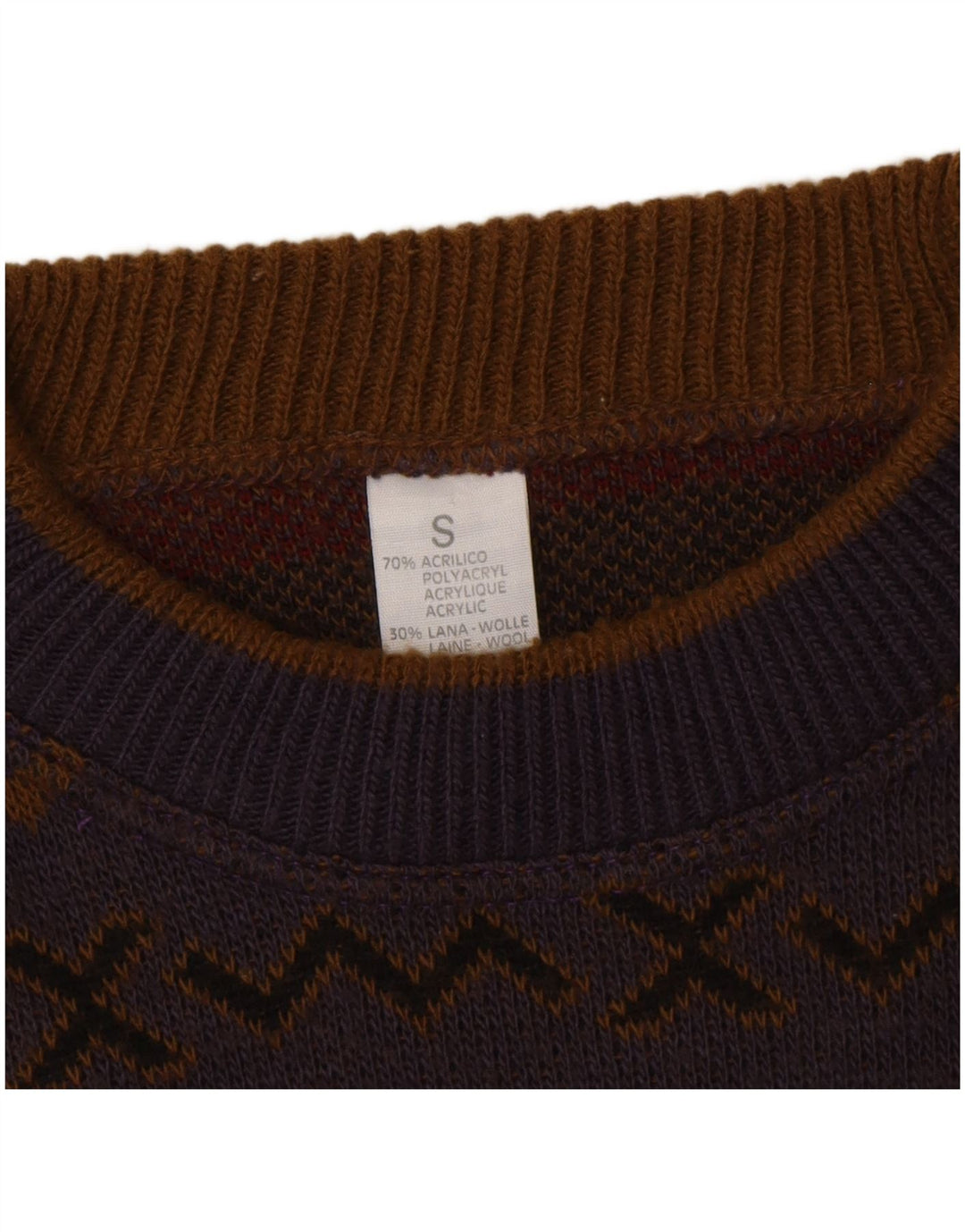 Vintage Ανδρικό πουλόβερ με λαιμόκοψη, μικρό πολύχρωμο ακρυλικό Chevron