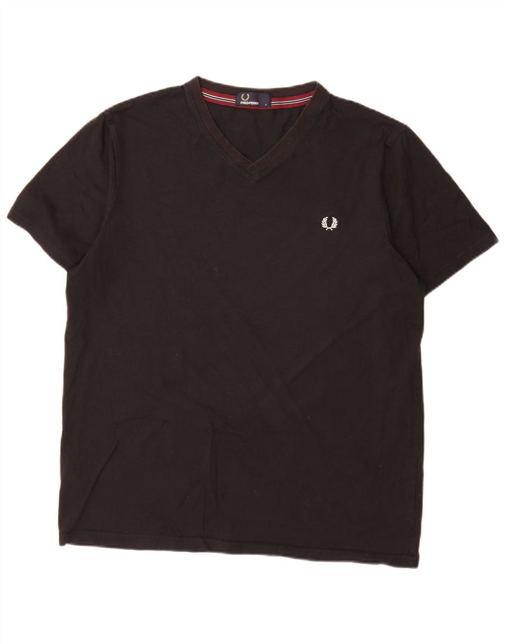 Fred Perry Ανδρικό T-Shirt Top μεγάλο μαύρο βαμβακερό