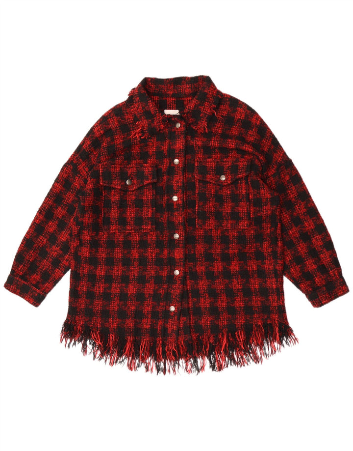 Zara Γυναικείο πουκάμισο Oversized UK 14 Medium Red Houndstooth Acrylic