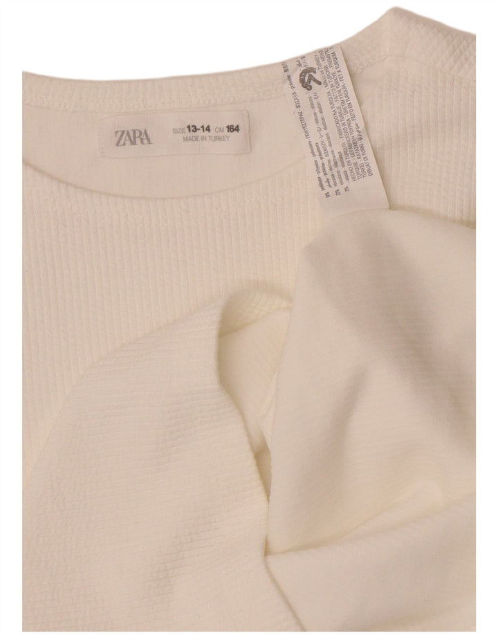 Zara Graphic Top Μακρυμάνικο 13-14 ετών Λευκός Πολυεστέρας