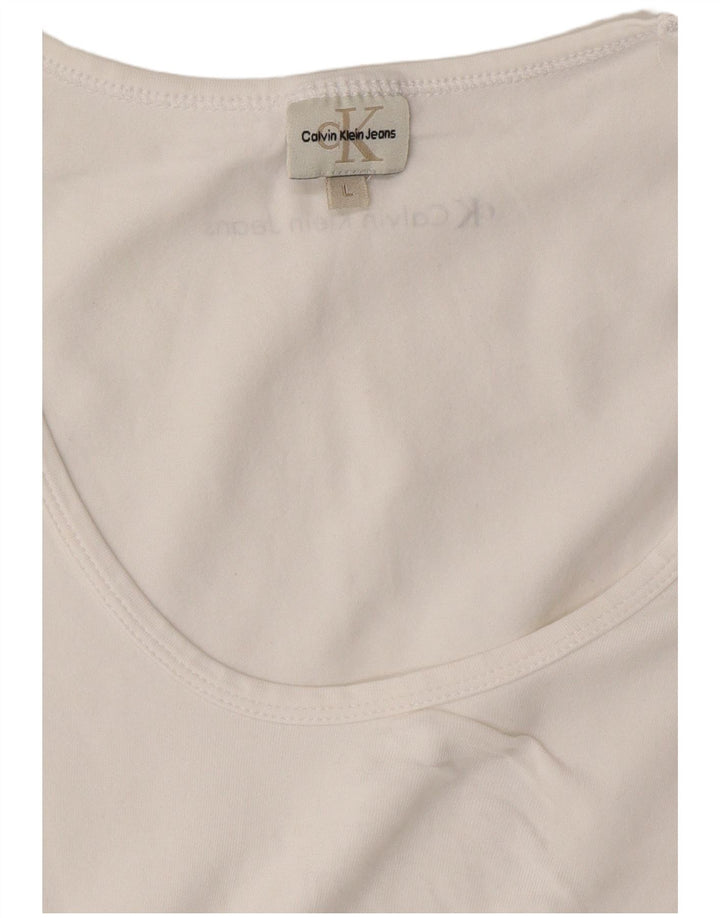 Γυναικείο Crop γραφικό μπλουζάκι CALVIN KLEIN JEANS Top UK 14 Large White