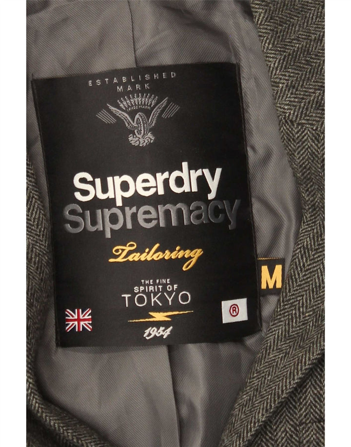 Superdry Ανδρικό σακάκι σακάκι με 2 κουμπιά UK 38 Medium Grey Ψαροκόκκαλο