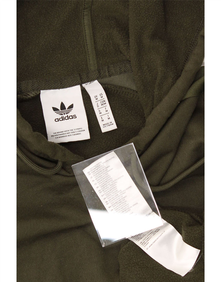 ADIDAS Mens Graphic Hoodie Jumper Medium Khaki Polyester Vintage Adidas and Second-Hand Adidas from Messina Hembry 