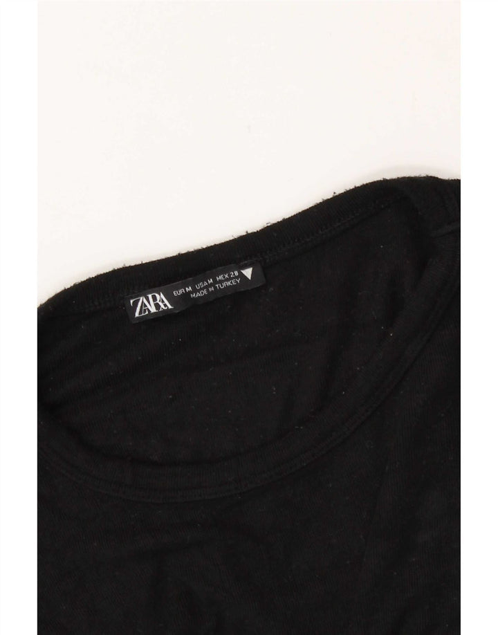 Zara Γυναικείο T-Shirt Top UK 12 Medium Black