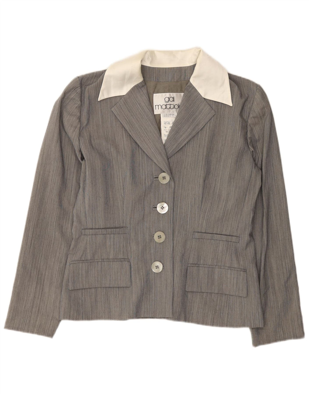 Gai Mattiolo Γυναικείο σακάκι με 4 κουμπιά σακάκι UK 16 Large Grey Colourblock