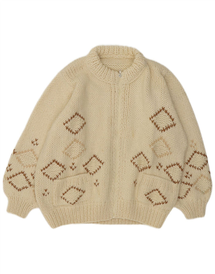 Vintage ανδρικό πουλόβερ ζακέτα XL Off White Argyle/Diamond
