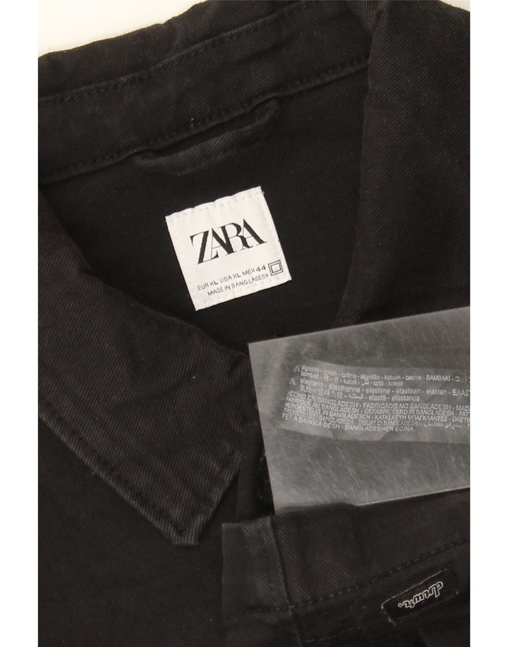 Zara Ανδρικό Τζιν Μπουφάν UK 42 XL Μαύρο Βαμβακερό