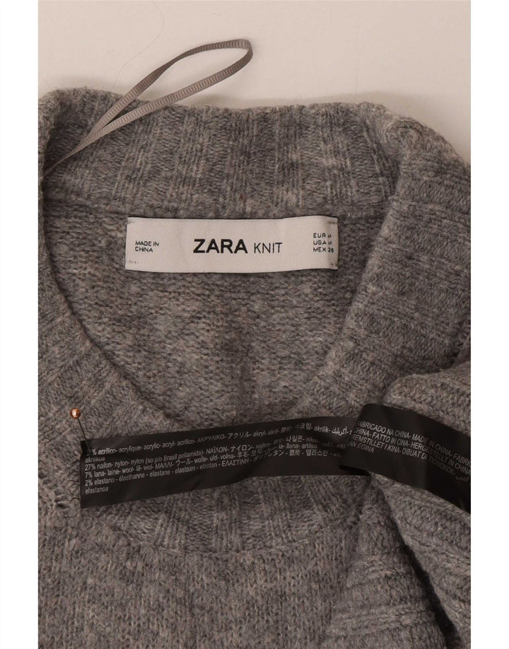 Zara γυναικείο πουλόβερ υπερμεγέθη Crew Neck Jumper UK 14 Medium Grey Acrylic