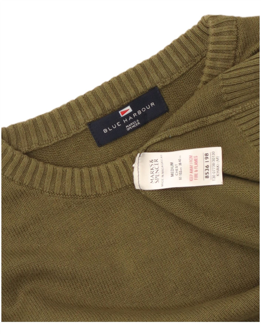 Ανδρικό πουλόβερ Marks & Spencer Blue Harbour Crew Neck Jumper Medium Khaki