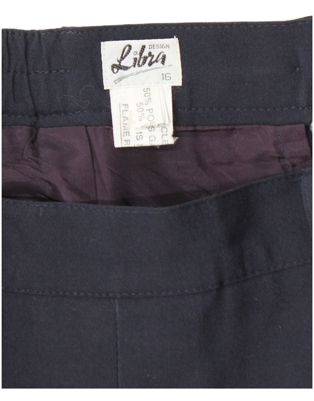 LIBRA Γυναικεία Ψηλόμεση Πλισέ A-Line UK 16 μεγάλη W32 Navy Blue