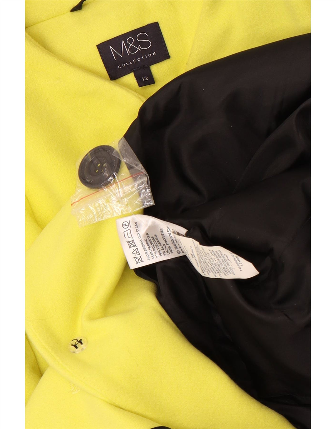 Marks & Spencer Γυναικείο σακάκι Longline Blazer με 4 κουμπιά UK 12 Medium Yellow