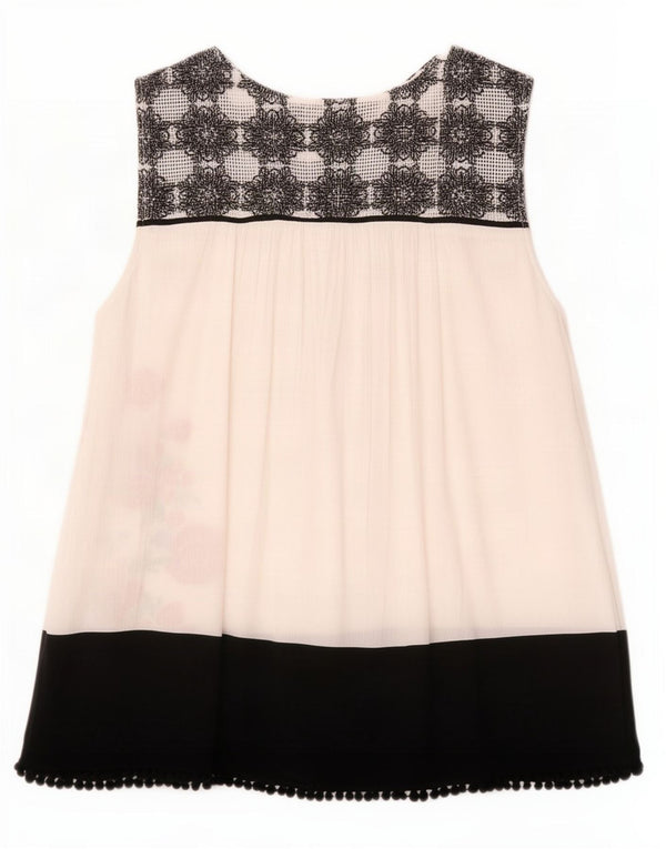 Γυναικεία αμάνικη μπλούζα Desigual Top UK 14 Large White Floral Polyester