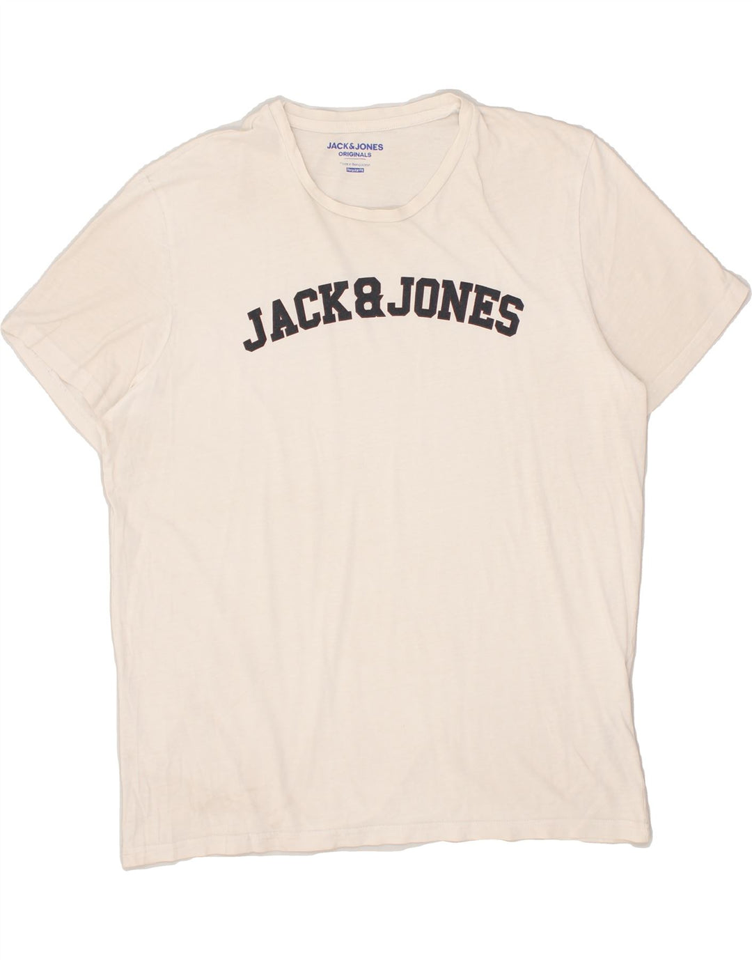 JACK & JONES Mens Regular Fit Graphic T-Shirt Top XL Beige Cotton | Vintage Jack & Jones | Thrift | Second-Hand Jack & Jones | Used Clothing | Messina Hembry 