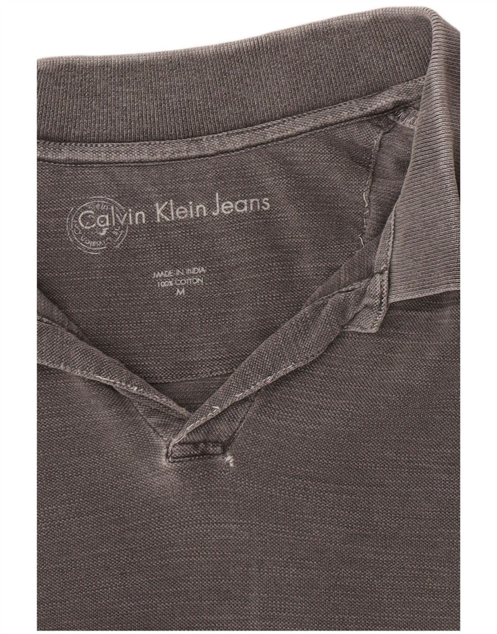 Ανδρικό πουκάμισο πόλο τζιν Calvin Klein, μεσαίο γκρι βαμβακερό