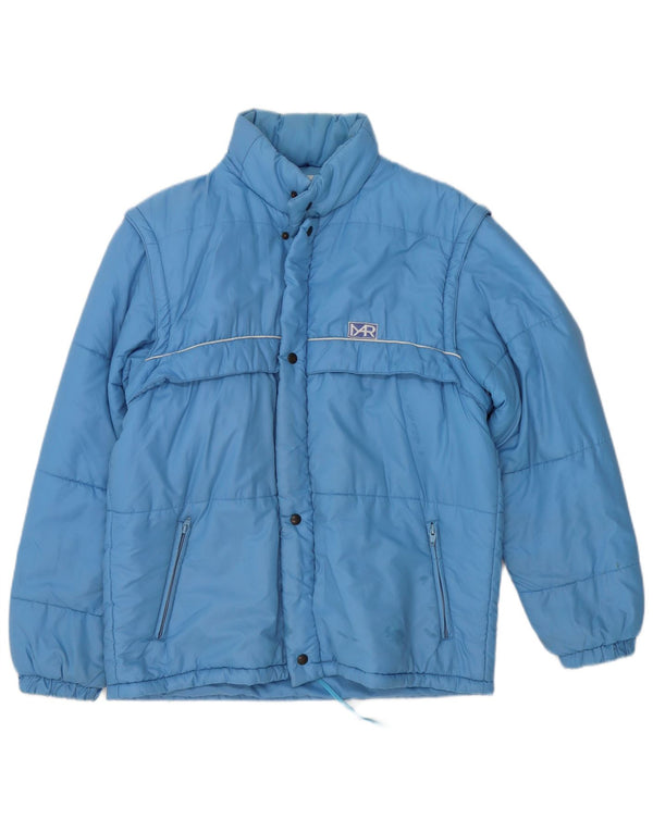 Vintage Mens Padded Jacket IT 48 Medium Blue Polyamide
