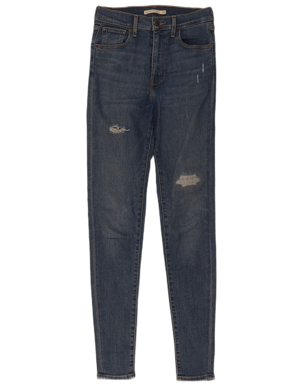 Levi's Womens Mile High Distressed Super Skinny Jeans W26 L32 Blue Cotton