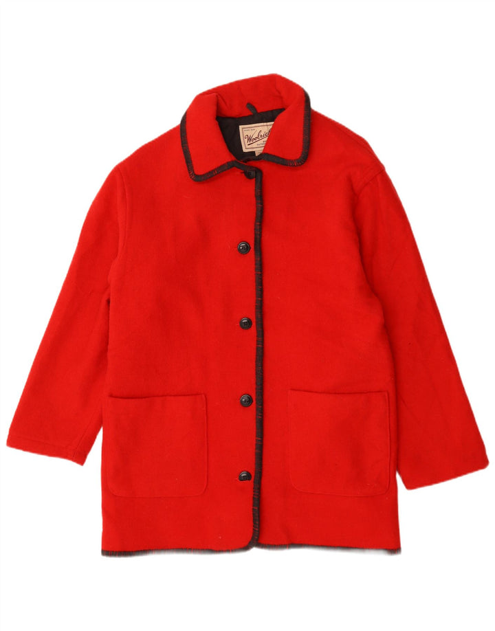 Woolrich Γυναικείο Oversized Πανωφόρι UK 14 Μεσαίο κόκκινο μαλλί