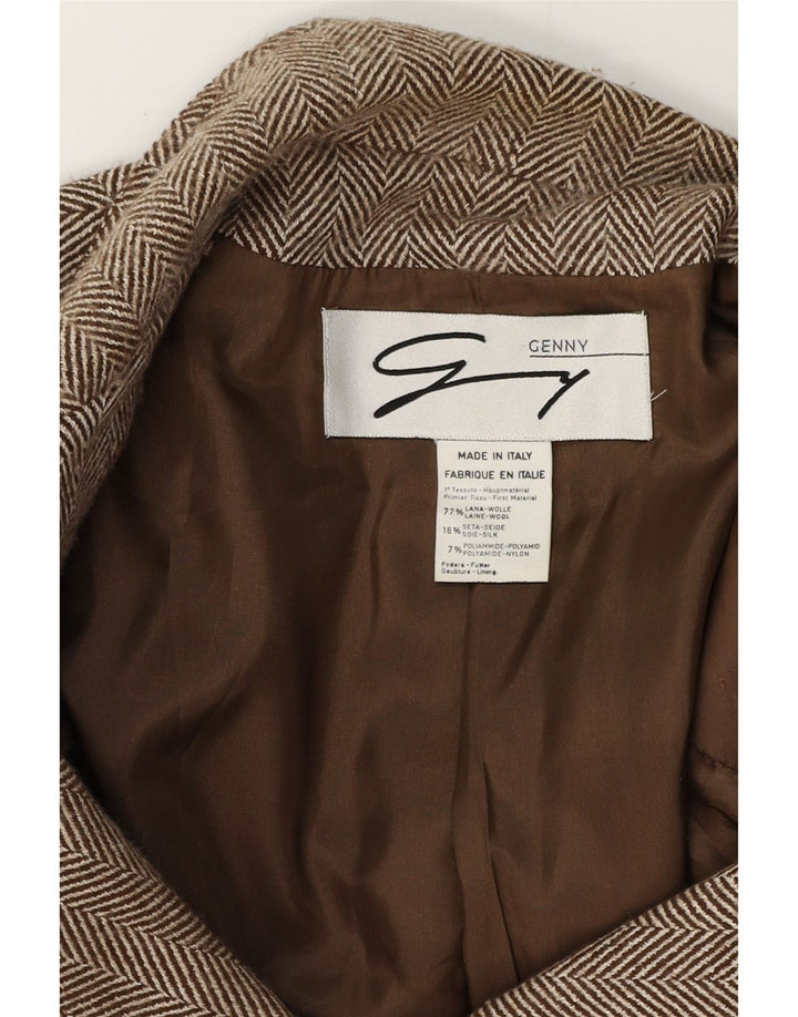 Genny γυναικείο μπουφάν blazer UK 16 μεγάλο καφέ μαλλί από ψαροκόκκαλο