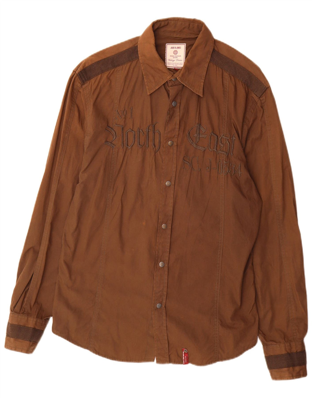 Jack & Jones Ανδρικό γραφικό πουκάμισο μεγάλο καφέ βαμβακερό