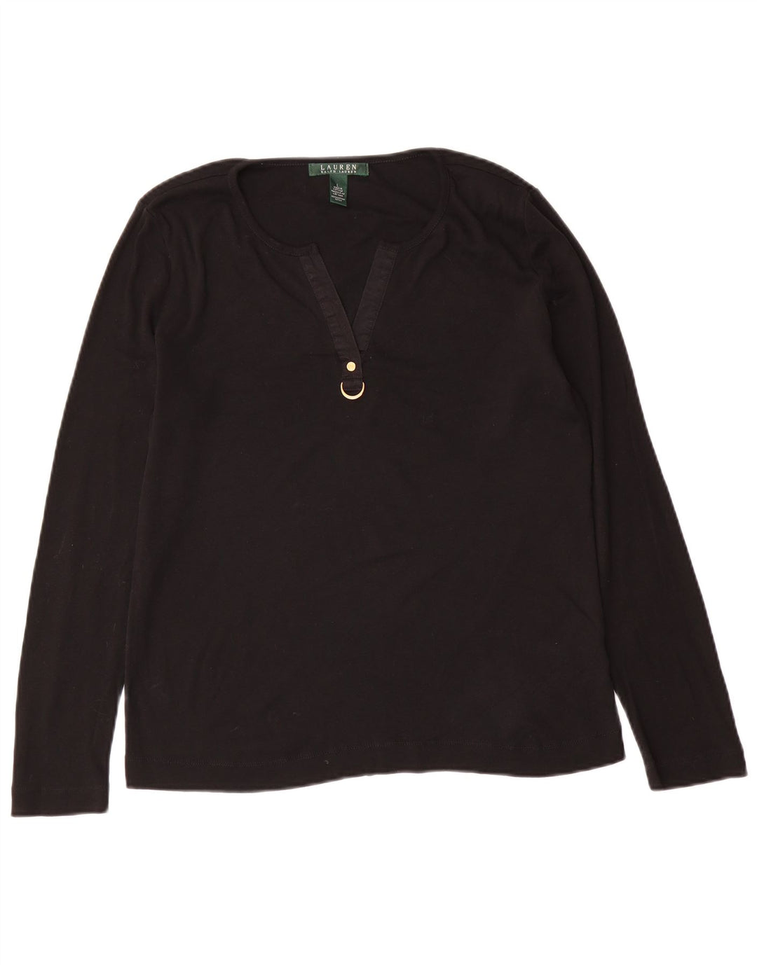 RALPH LAUREN Γυναικείο τοπ μακρυμάνικο UK 16 μεγάλο μαύρο βαμβακερό