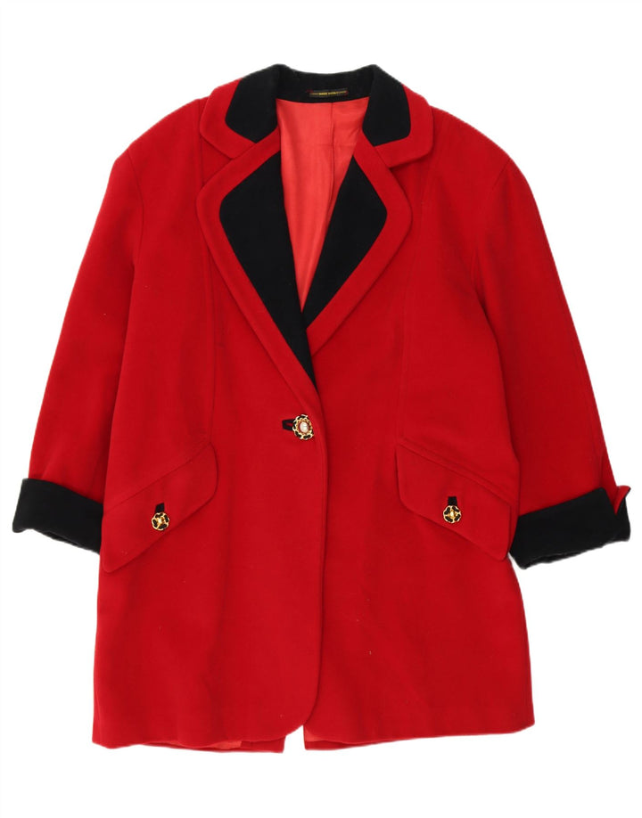 VINTAGE Womens Overcoat IT 44 Medium Red Virgin Wool