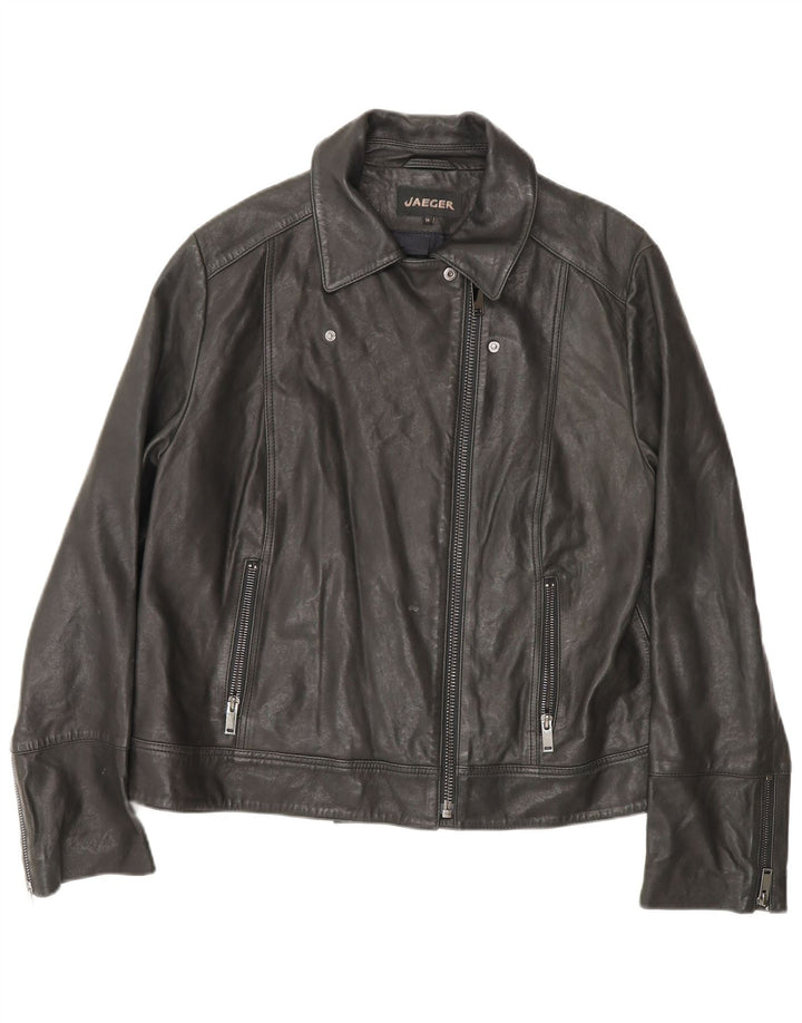 Jaeger Γυναικείο Δερμάτινο Μπουφάν Biker UK 16 Μεγάλο Δερμάτινο Μαύρο
