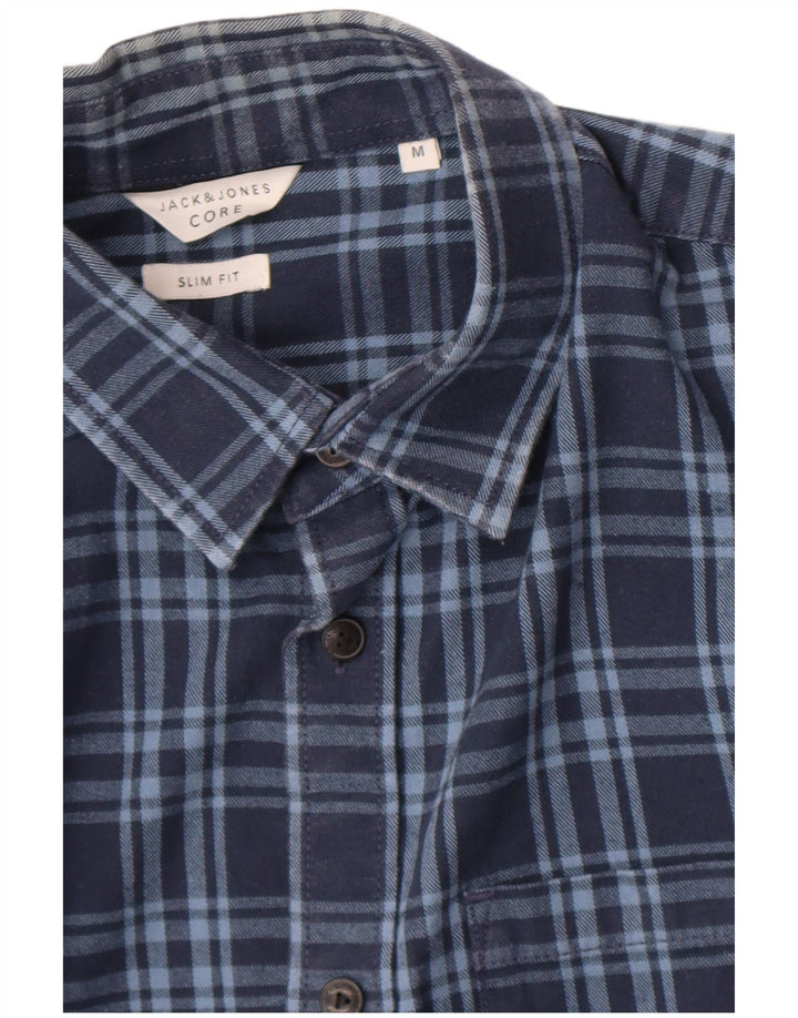 Jack & Jones Ανδρικό φανελένιο πουκάμισο με λεπτή εφαρμογή, μεσαίο ναυτικό μπλε Check