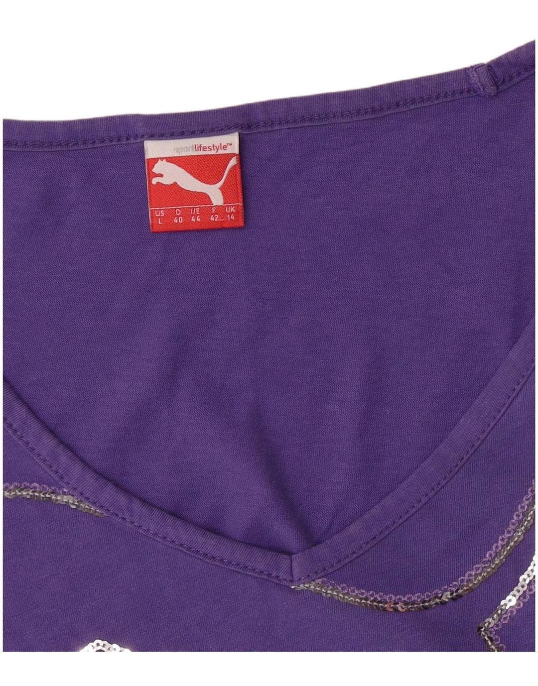 Γυναικείο γραφικό T-Shirt PUMA Top UK 14 Medium Purple