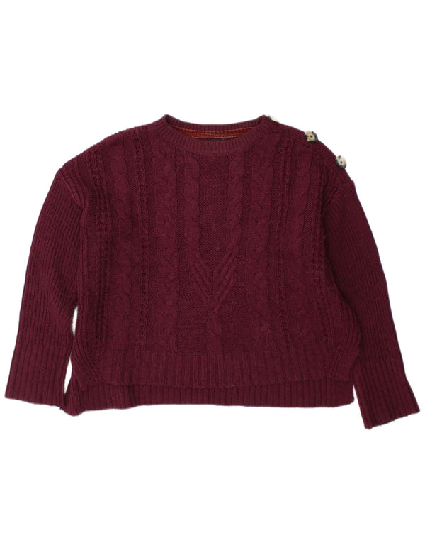 Marks & Spencer Γυναικείο πουλόβερ με λαιμόκοψη UK 12 Medium Burgundy