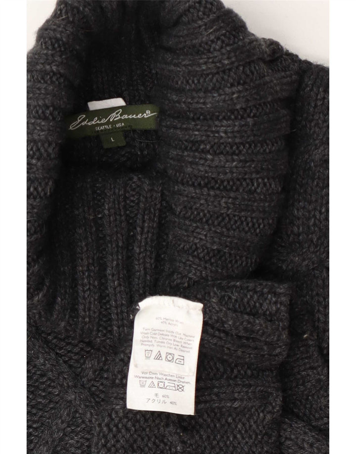 Eddie Bauer Γυναικείο πουλόβερ με ρολό λαιμόκοψη UK 16 μεγάλο γκρι μαλλί
