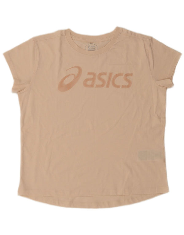 Γυναικείο γραφικό μπλουζάκι Asics Top UK 16 μεγάλο μπεζ βαμβακερό
