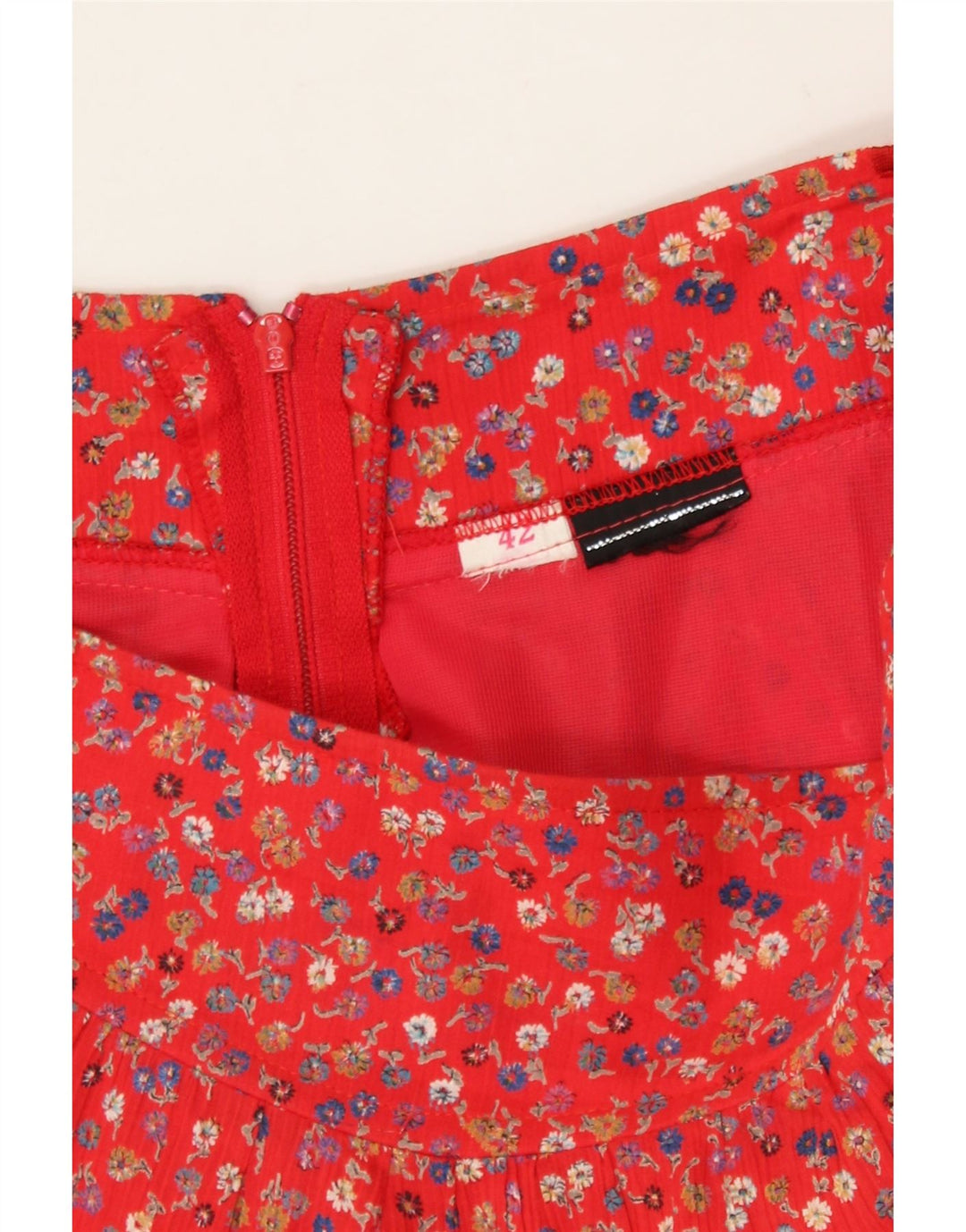 VINTAGE Γυναικεία Φούστα A-Line IT 42 Medium W30 Red Floral