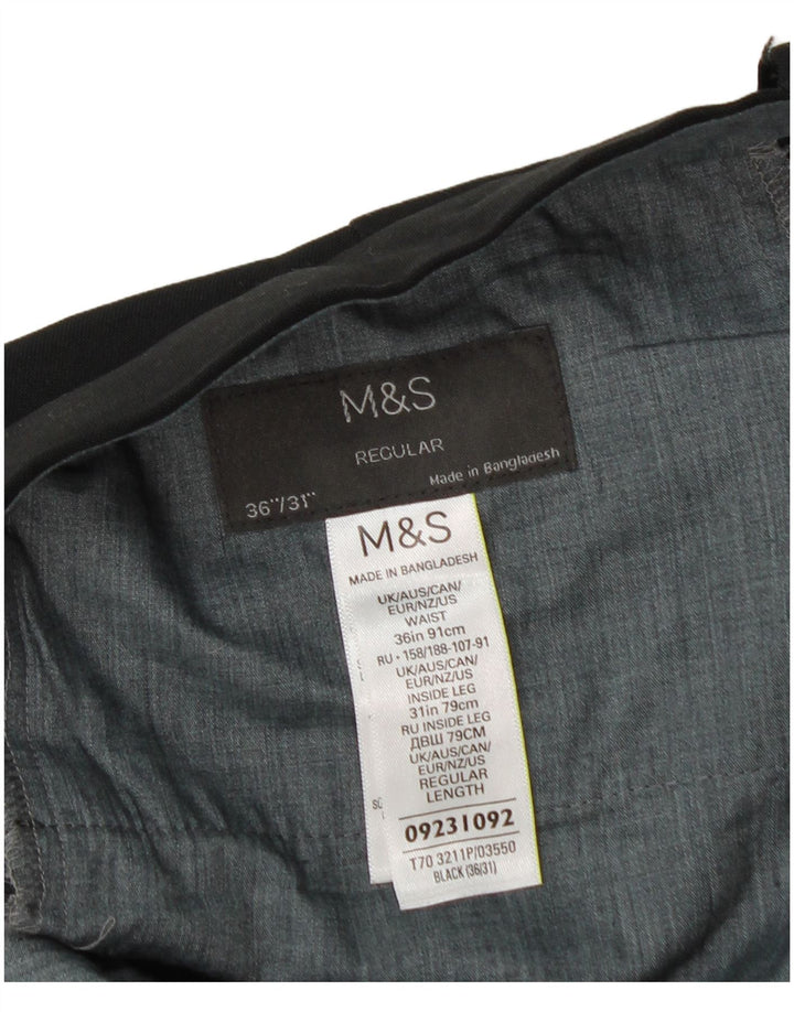 Marks & Spencer Ανδρικό ίσιο κανονικό παντελόνι W36 L31 μαύρο πολυεστέρα