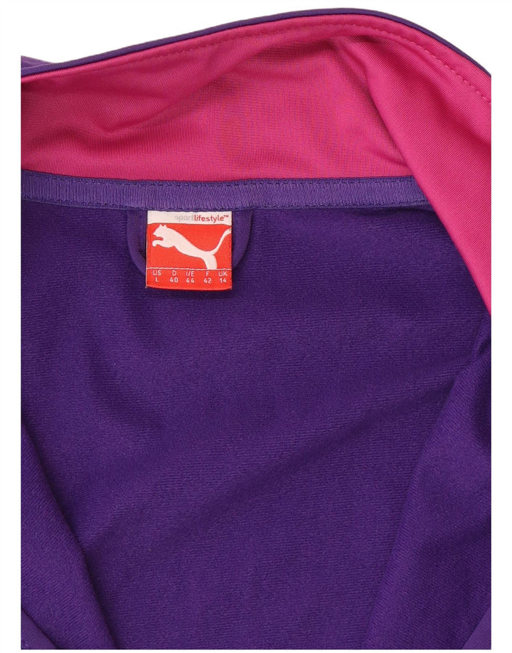 Γυναικεία αθλητική φόρμα γραφικών Puma Top Jacket UK 14 Large Purple